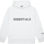 Logo appliqué sur le sweat à capuche Fear of God Essentials – Blanc